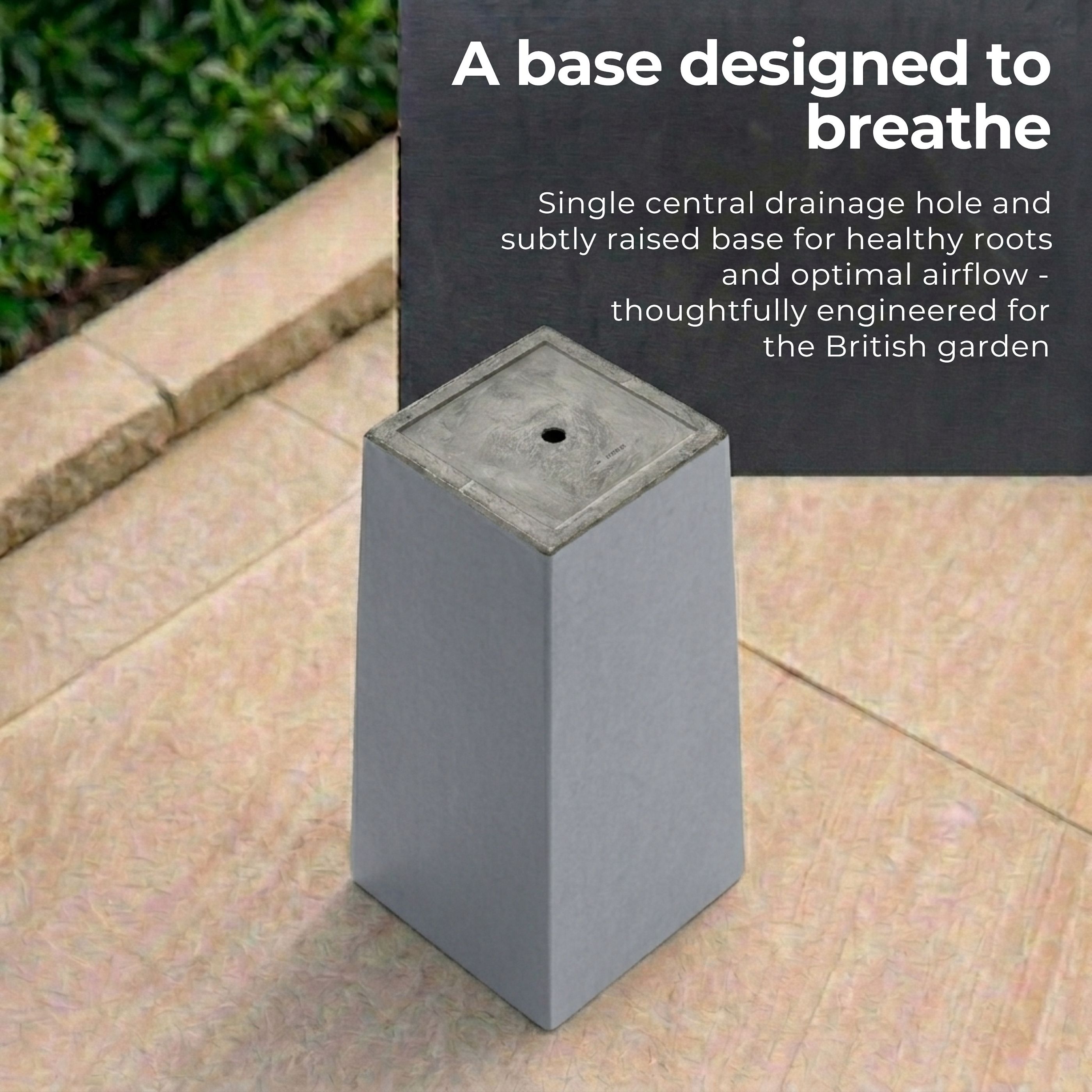 Set of IDEALIST Lite Light Concrete Garden Tall Planters, Outdoor Plant Pots with Tapered Shape