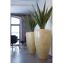 Geo Round Tall Polystone Indoor Planter