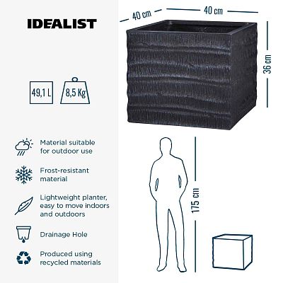 IDEALIST Lite Straw Ribbed Square Outdoor Planter