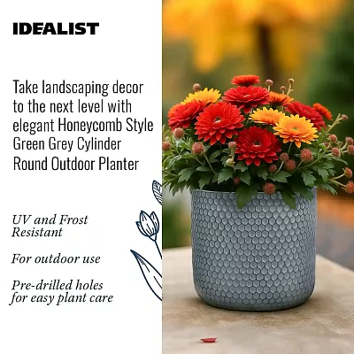 IDEALIST Lite Honeycomb Style Cylinder Round Outdoor Planter