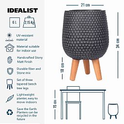 IDEALIST Lite Honeycomb Style Egg Planter on Legs, Round Pot Plant Stand Indoor