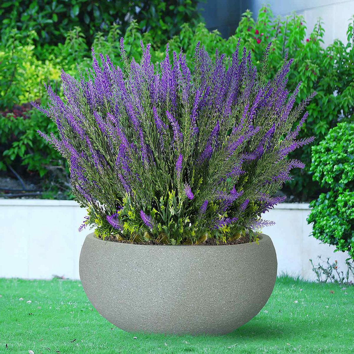 Textured Concrete Effect Bowl Outdoor Planter by Idealist Lite
