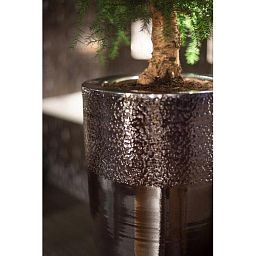 Glaze Round Tall Polystone Indoor Planter