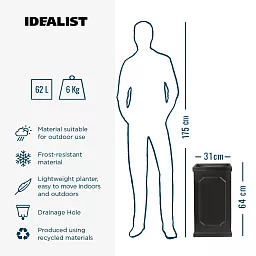 IDEALIST Lite Faux Lead Chelsea Light Concrete Tall Square Planter
