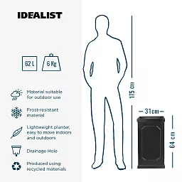 IDEALIST Lite Faux Lead Chelsea Light Concrete Tall Square Planter