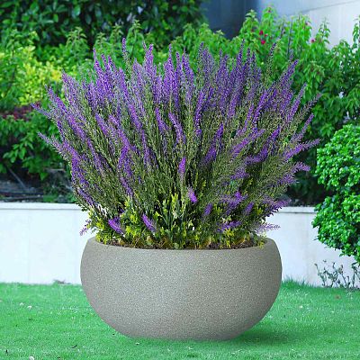 IDEALIST Lite Textured Concrete Effect Bowl Outdoor Planter