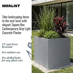 IDEALIST Lite Square Box Contemporary Light Concrete Planter