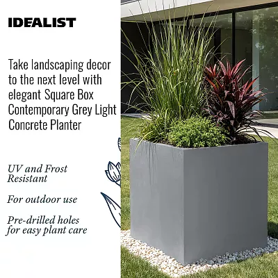 IDEALIST Lite Square Box Contemporary Light Concrete Planter