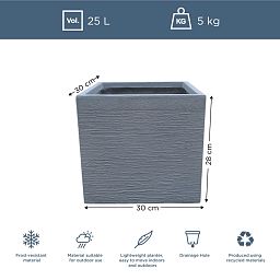 IDEALIST Lite Ribbed Light Concrete Square Planter