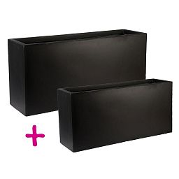 IDEALIST Lite Contemporary Light Concrete High Trough Planter Set