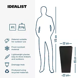 IDEALIST Lite Tall Tapered Contemporary Light Concrete Planter
