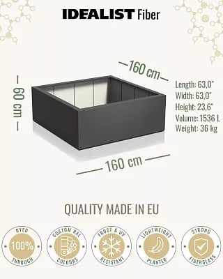 PURE Low Cube Outdoor Fiberglass Planter