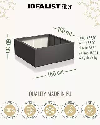 PURE Low Cube Outdoor Fiberglass Planter