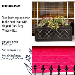 IDEALIST Lite Window Box Faux Lead Lattice Grey Light Stone Planter