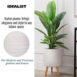 IDEALIST Lite Plaited Style Cylinder Planter on Legs, Round Pot Plant Stand Indoor
