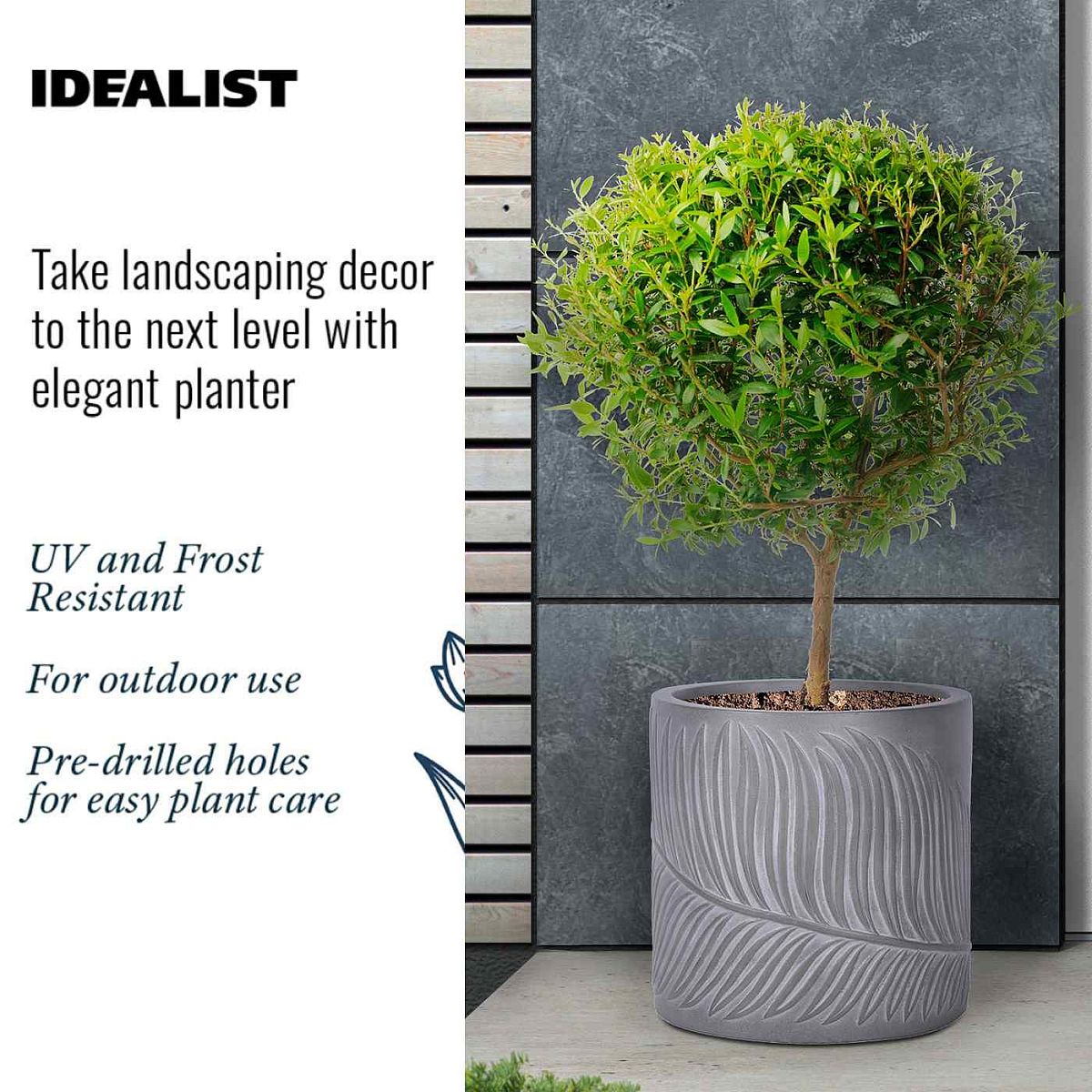 IDEALIST Lite Leaf Embossed Round Planter