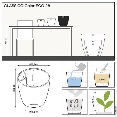 LECHUZA CLASSICO Color ECO Round PCR Plastic Self-watering Planter