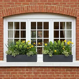 IDEALIST Lite Window Box Light Concrete Planter Set
