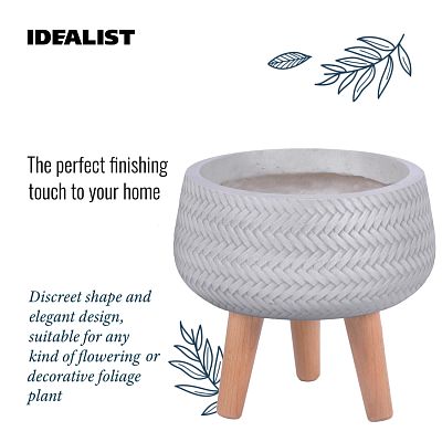IDEALIST Lite Plaited Style Bowl Planter on Legs, Round Pot Plant Stand Indoor