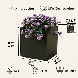 IDEALIST Lite Square Box Contemporary Light Concrete Planter Set