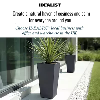 IDEALIST Lite Tall Tapered Contemporary Light Concrete Planter Set