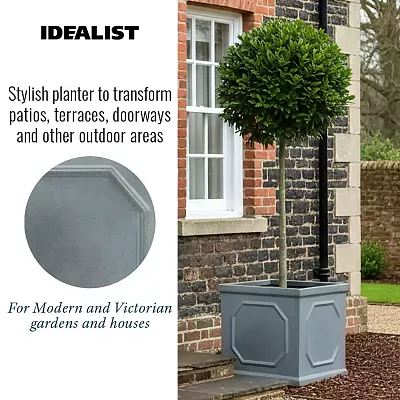 IDEALIST Lite Faux Lead Chelsea Box Square Light Concrete Planter