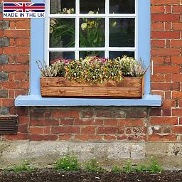Rustic Scandinavian Redwood Window Box Outdoor Planter Made in UK by HORTICO