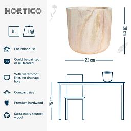 HORTICO CRAFT Wooden House Planter Round Indoor Plant Pot for House Plants with Waterproof Liner