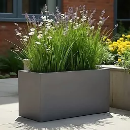 IDEALIST Lite Contemporary Light Concrete High Trough Planter Set