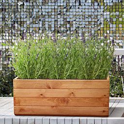 Rustic Scandinavian Redwood Open Trough Outdoor Planter Made in UK by HORTICO