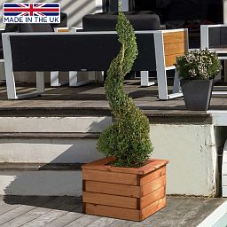 Rustic Scandinavian Redwood Square Outdoor Planter Made in UK by HORTICO