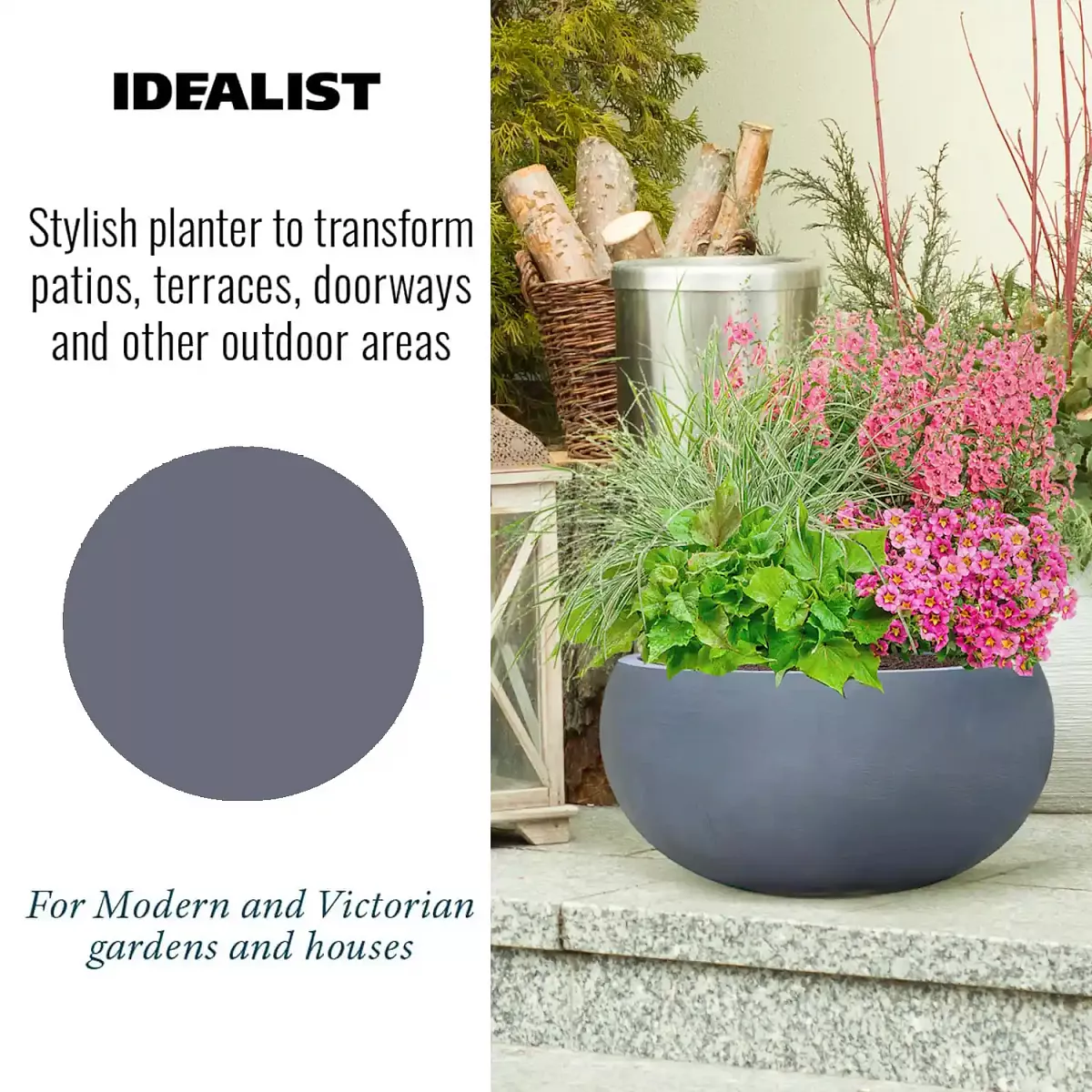 IDEALIST Lite Classic Smooth Bowl Outdoor Planter