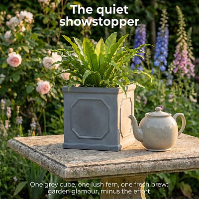 IDEALIST Lite Faux Lead Chelsea Box Square Light Concrete Planter