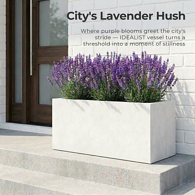 IDEALIST Lite Contemporary Light Concrete High Trough Planter