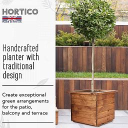 Rustic Scandinavian Redwood Square Outdoor Planter Made in UK by HORTICO