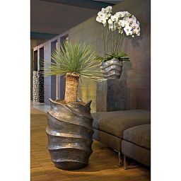 Nautica Round Tall Polystone Outdoor Planter