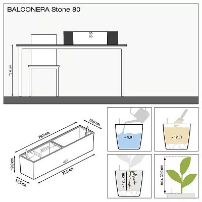 LECHUZA BALCONERA Stone Trough Poly Resin Self-watering Planter