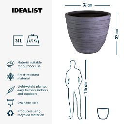 IDEALIST Lite Row Light Concrete Egg Planter