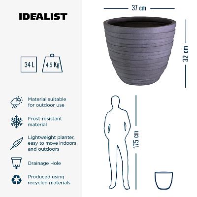 IDEALIST Lite Row Light Concrete Egg Planter