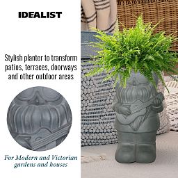 IDEALIST Lite Gnome with a Guitar Oval Plant Pot Outdoor