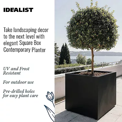 IDEALIST Lite Square Box Contemporary Light Concrete Planter