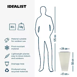 IDEALIST Lite Tall Tapered Contemporary Light Concrete Planter