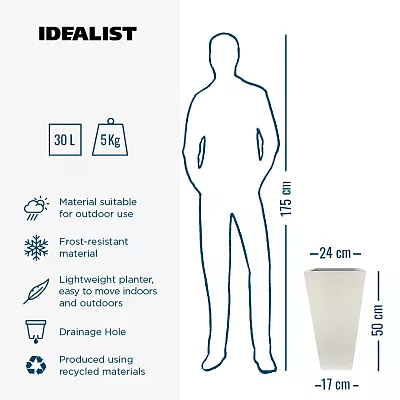 IDEALIST Lite Tall Tapered Contemporary Light Concrete Planter