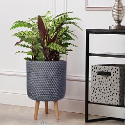 IDEALIST Lite Honeycomb Style Cylinder Planter on Legs, Round Pot Plant Stand Indoor