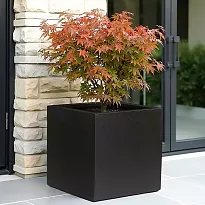 IDEALIST Lite Contemporary Flower Box Square Garden Planter, Black Lig...