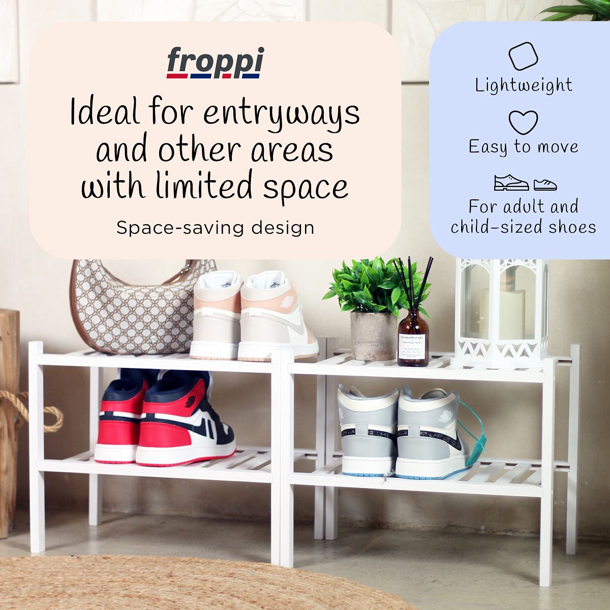 Froppi 4-Tier Bamboo Shoe Rack for Shoe Storage, Wooden Shoe Shelf and Organiser