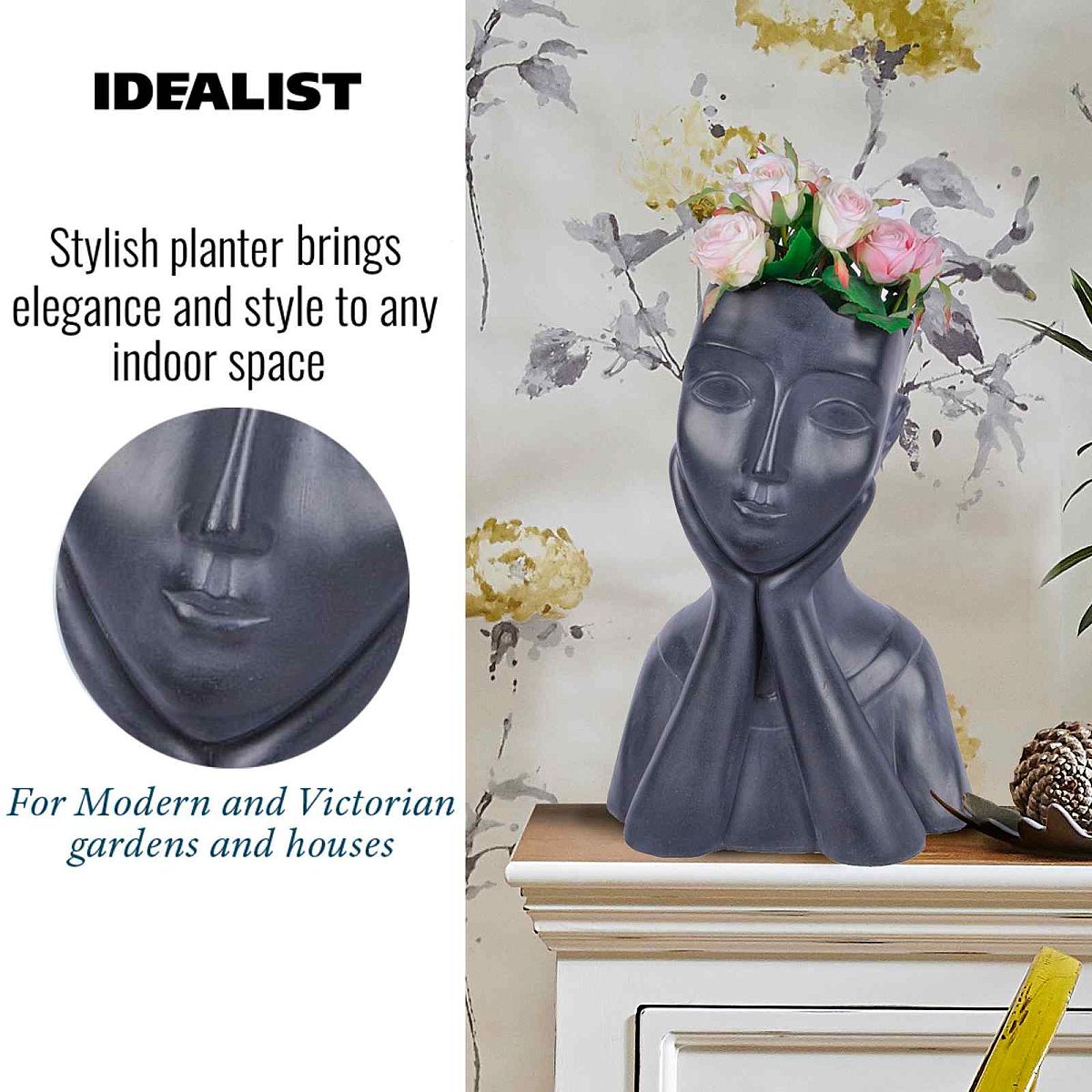 IDEALIST Lite Oval Bust Face Plant Pot Indoor