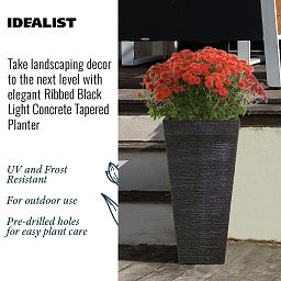 IDEALIST Lite Ribbed Light Concrete Tapered Planter