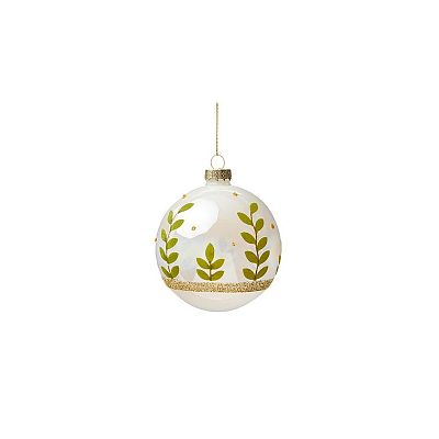 Christmas Tree Baubles Balls with Leaf Stem Pattern