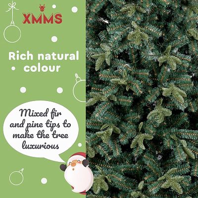 XMMS Swansea Artificial Christmas Tree with Tree Skirt & Cotton Gloves Real Touch Mixed Pine and Fir